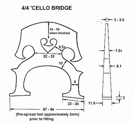 Printable Cello Bridge Curve Template